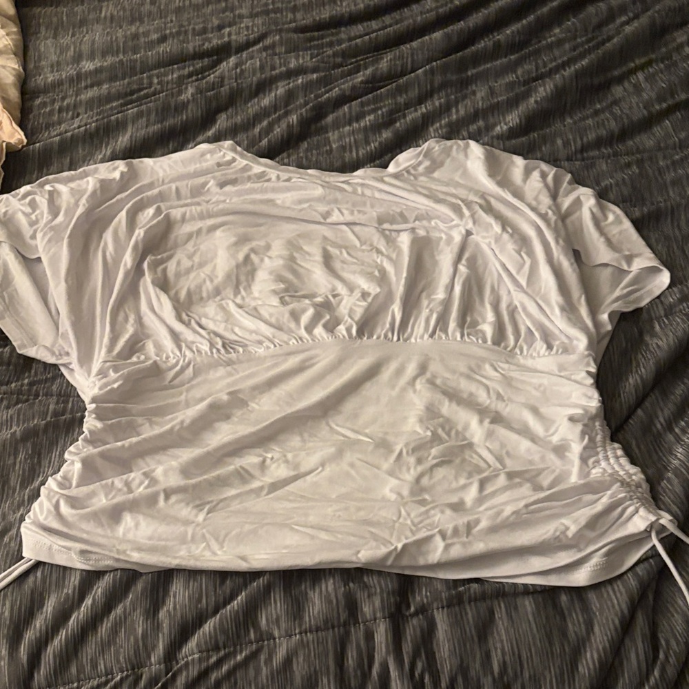 Eloquii White Ruched Women's Blouse